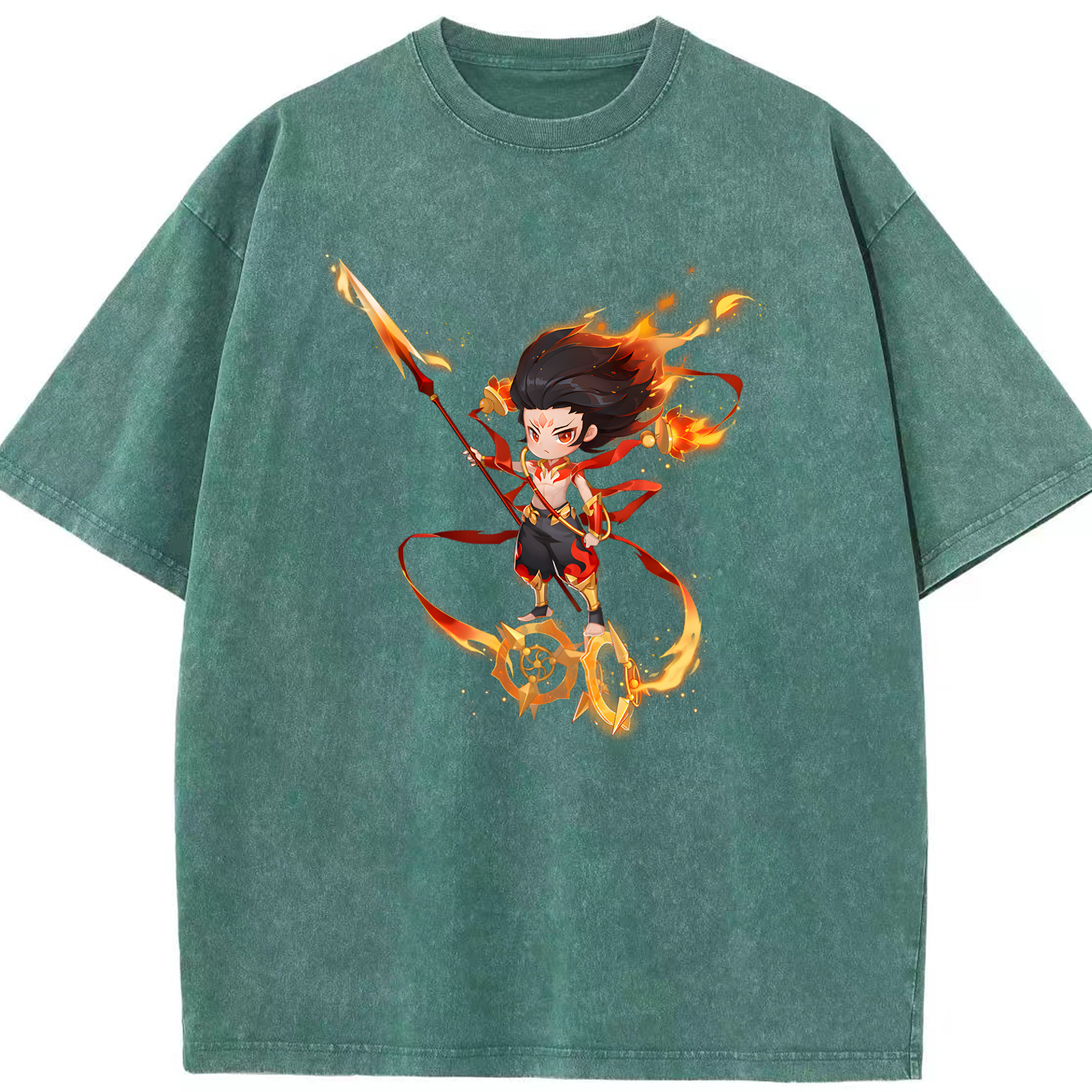 （画像用） Ne Zha 2 ナタ 魔童の大暴れ 綿100% ヴィンテージ風 半袖Tシャツ（フロントプリント）